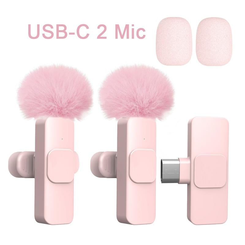Lewinner Wireless Lavalier Lapel Microphone for Smartphone/Pc, USB-C Mini Microphones for Video Recording