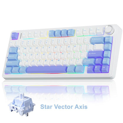 Official AULA F75 75% Wireless Mechanical Gaming Keyboard with Hot Swappable Tri-Mode USB Charging Keyboard RGB Rainbow Backlight Knob Control Gaming Cream Keyboard Budget Keyboard Bluetooth Office PC Accessories Tiktokshopfalldealsforyou