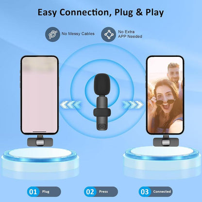 Lewinner Wireless Lavalier Lapel Microphone for Smartphone/Pc, USB-C Mini Microphones for Video Recording