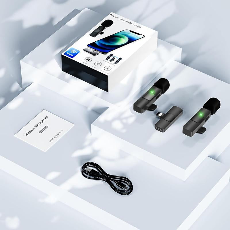 Lewinner Wireless Lavalier Lapel Microphone for Smartphone/Pc, USB-C Mini Microphones for Video Recording