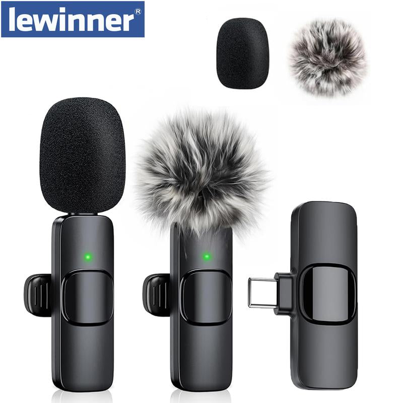 Lewinner Wireless Lavalier Lapel Microphone for Smartphone/Pc, USB-C Mini Microphones for Video Recording