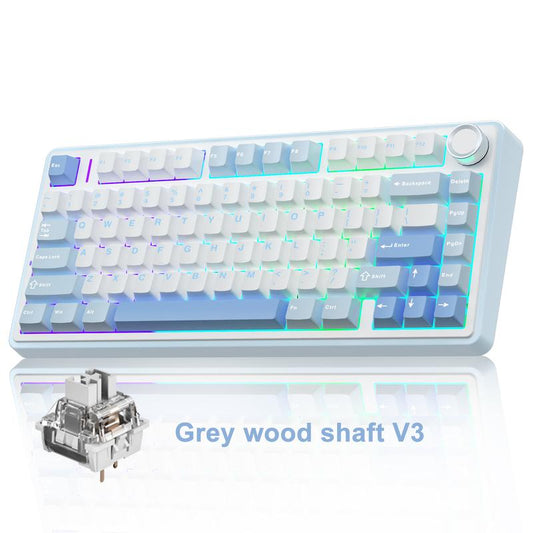 Official AULA F75 75% Wireless Mechanical Gaming Keyboard with Hot Swappable Tri-Mode USB Charging Keyboard RGB Rainbow Backlight Knob Control Gaming Cream Keyboard Budget Keyboard Bluetooth Office PC Accessories Tiktokshopfalldealsforyou