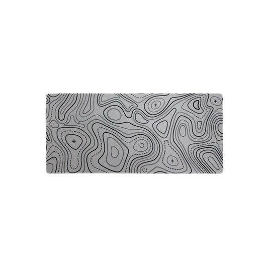 Halltek Topography White Gaming Mousepad | XXL (35X16 In) | 4Mm Thickness | Colored Stitched Edge | High Definition Print | Anti-Slip Natural Rubber Bottom | Waterproof | Soft Surface