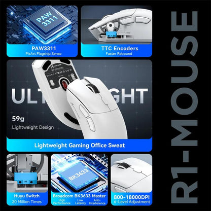 Wireless Gaming Mouse, 18000DPI 1000Hz Wireless Mouse, 3-Modes Connection Mouse, Mouse for Gaming, Computer Accessories