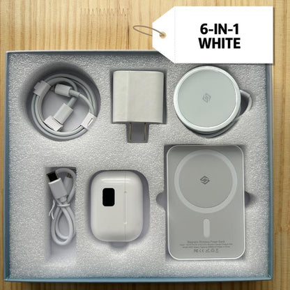 6-In-1 Fast Charging Kit – 10,000 Mah Mag Power Bank + Wireless Charger & Type-C Cable