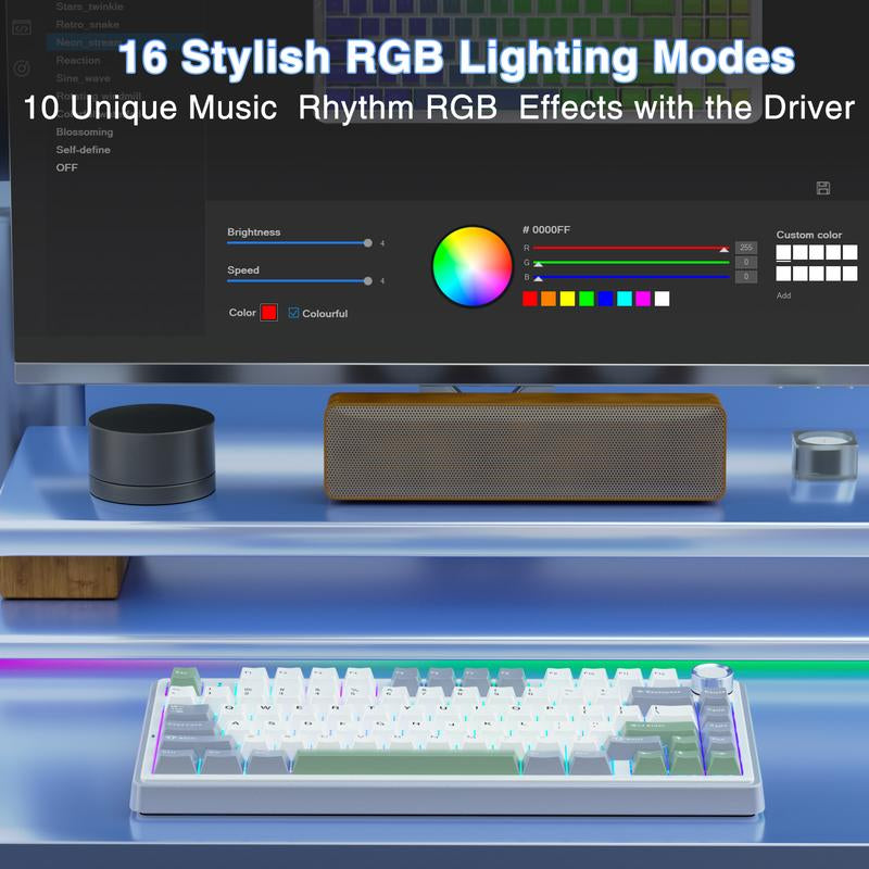 Official AULA F75 75% Wireless Mechanical Gaming Keyboard with Hot Swappable Tri-Mode USB Charging Keyboard RGB Rainbow Backlight Knob Control Gaming Cream Keyboard Budget Keyboard Bluetooth Office PC Accessories Tiktokshopfalldealsforyou