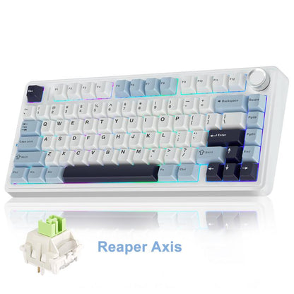 Official AULA F75 75% Wireless Mechanical Gaming Keyboard with Hot Swappable Tri-Mode USB Charging Keyboard RGB Rainbow Backlight Knob Control Gaming Cream Keyboard Budget Keyboard Bluetooth Office PC Accessories Tiktokshopfalldealsforyou