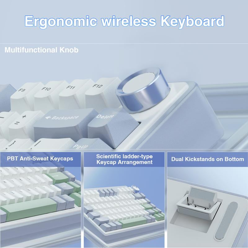 Official AULA F75 75% Wireless Mechanical Gaming Keyboard with Hot Swappable Tri-Mode USB Charging Keyboard RGB Rainbow Backlight Knob Control Gaming Cream Keyboard Budget Keyboard Bluetooth Office PC Accessories Tiktokshopfalldealsforyou