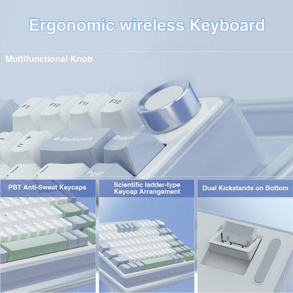 Official AULA F75 75% Wireless Mechanical Gaming Keyboard with Hot Swappable Tri-Mode USB Charging Keyboard RGB Rainbow Backlight Knob Control Gaming Cream Keyboard Budget Keyboard Bluetooth Office PC Accessories Tiktokshopfalldealsforyou