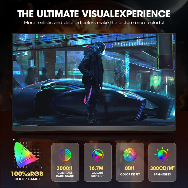 24'' Esports Gaming Monitor | FHD Display | 180Hz Refresh Rate | 1Ms Fast Response | Freesync G-Sync | Frameless Eye-Care | HDMI DP | Speakers