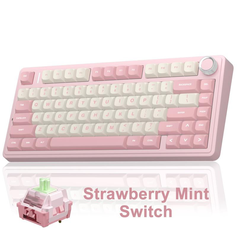 Official AULA F75 75% Wireless Mechanical Gaming Keyboard with Hot Swappable Tri-Mode USB Charging Keyboard RGB Rainbow Backlight Knob Control Gaming Cream Keyboard Budget Keyboard Bluetooth Office PC Accessories Tiktokshopfalldealsforyou