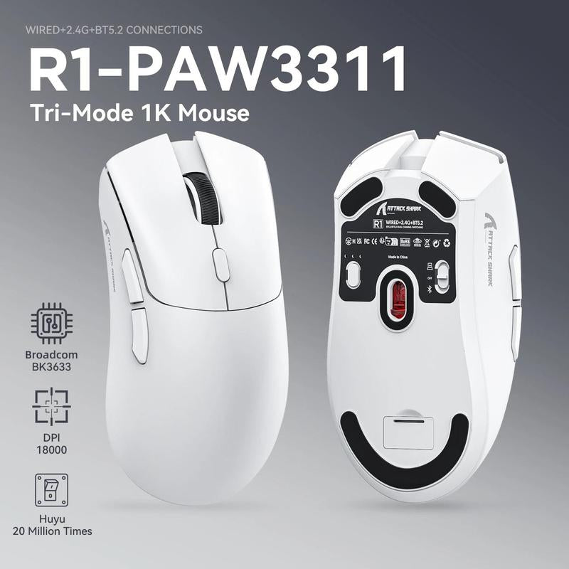 Wireless Gaming Mouse, 18000DPI 1000Hz Wireless Mouse, 3-Modes Connection Mouse, Mouse for Gaming, Computer Accessories