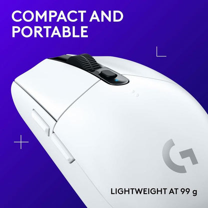 Logitech G305 LIGHTSPEED Wireless Gaming Mouse, Hero 12K Sensor, 12,000 DPI, Lightweight, 6 Programmable Buttons, 250H Battery Life, On-Board Memory, Pc/Mac - White White Mouse