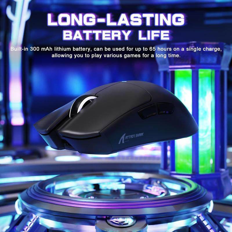 ATTACK SHARK X11SE Lightweight Wireless Gaming Mouse, Tri-Mode 2.4G/USB-C Wired/Bt, 22K DPI, PAW3311 Optical Sensor, 59G, 5 Programmable Buttons, 300Mah Battery for Pc/Mac